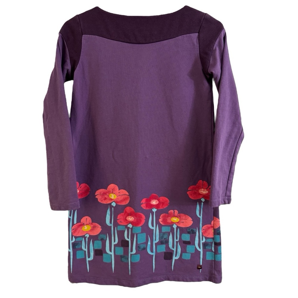 Tea Collection Girls Purple Long Sleeve Floral Dress - Size 12